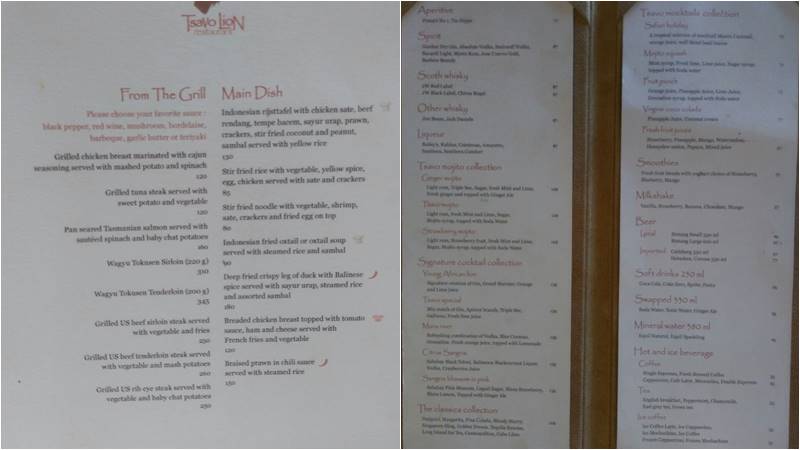 daftar menu tsavo lion restaurant
